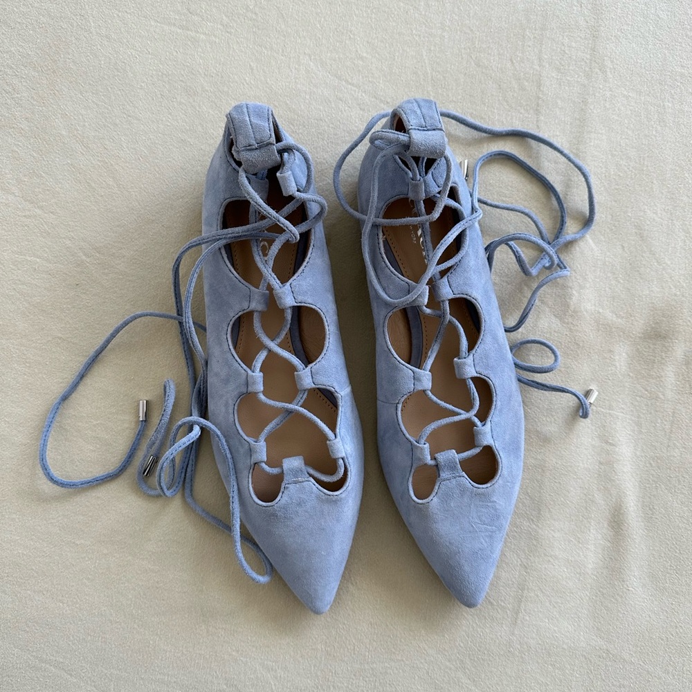 Coach Justine Suede Ballet Flats - Light Blue